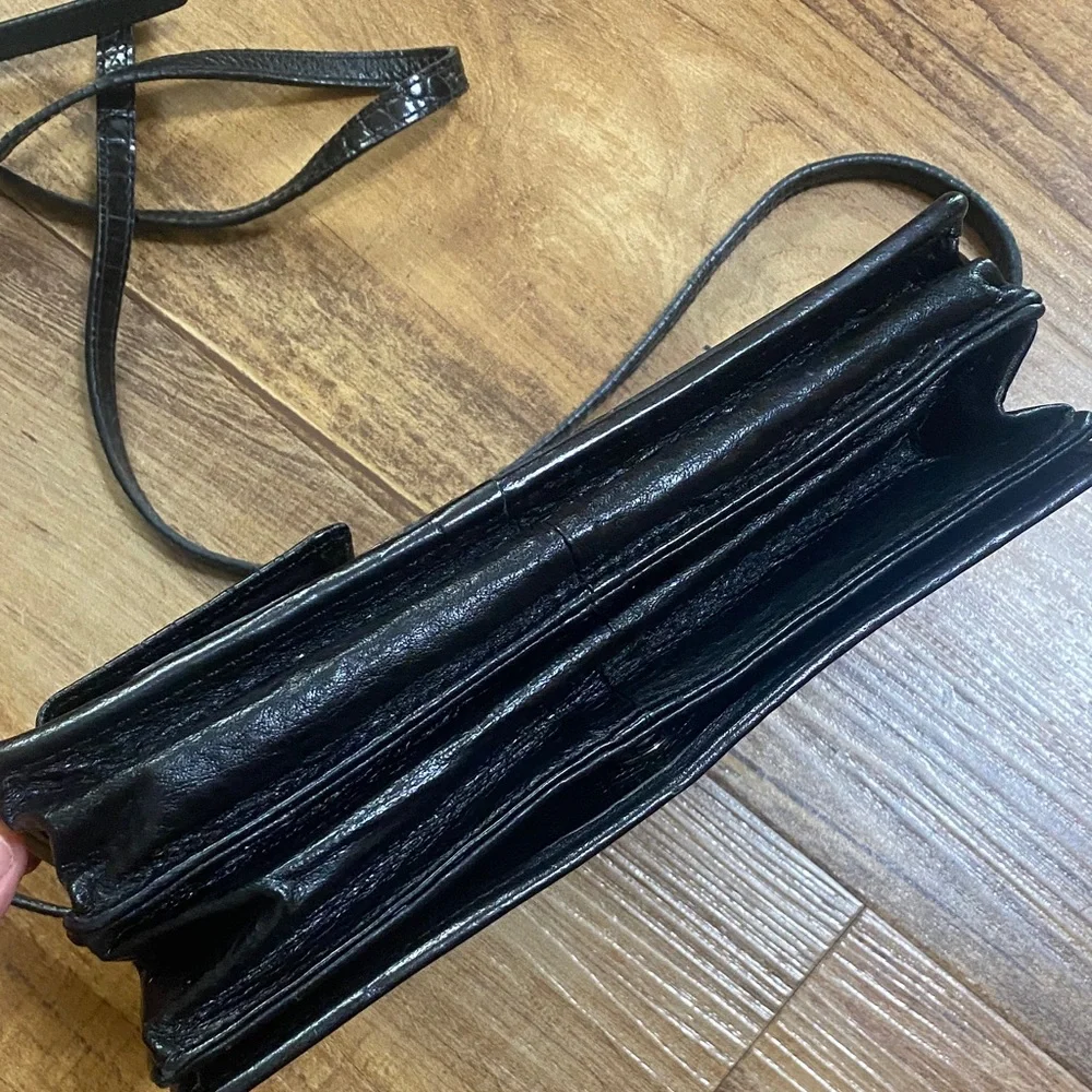 Brighton Black Leather crossbody purse wallet